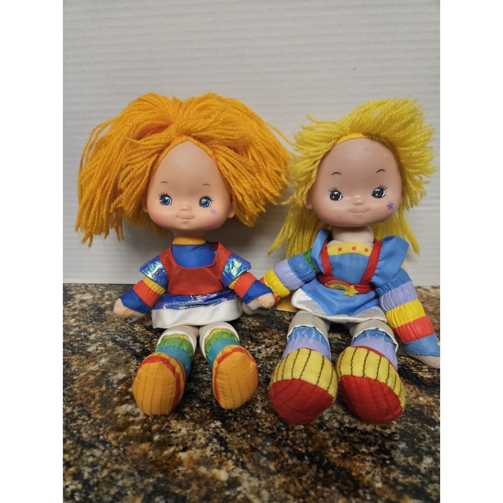 Vintage 1983 Rainbow Brite Dolls Lot of 2 - Original Mattel Hallmark- Bendy